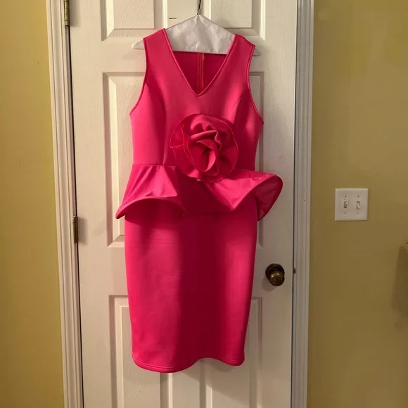 Elegant Pink Sleeveless Dress - Picture 2 of 6
